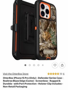 OtterBox Defender Series Case for iPhone 15 Pro - Realtree Blaze Edge Camo/Black